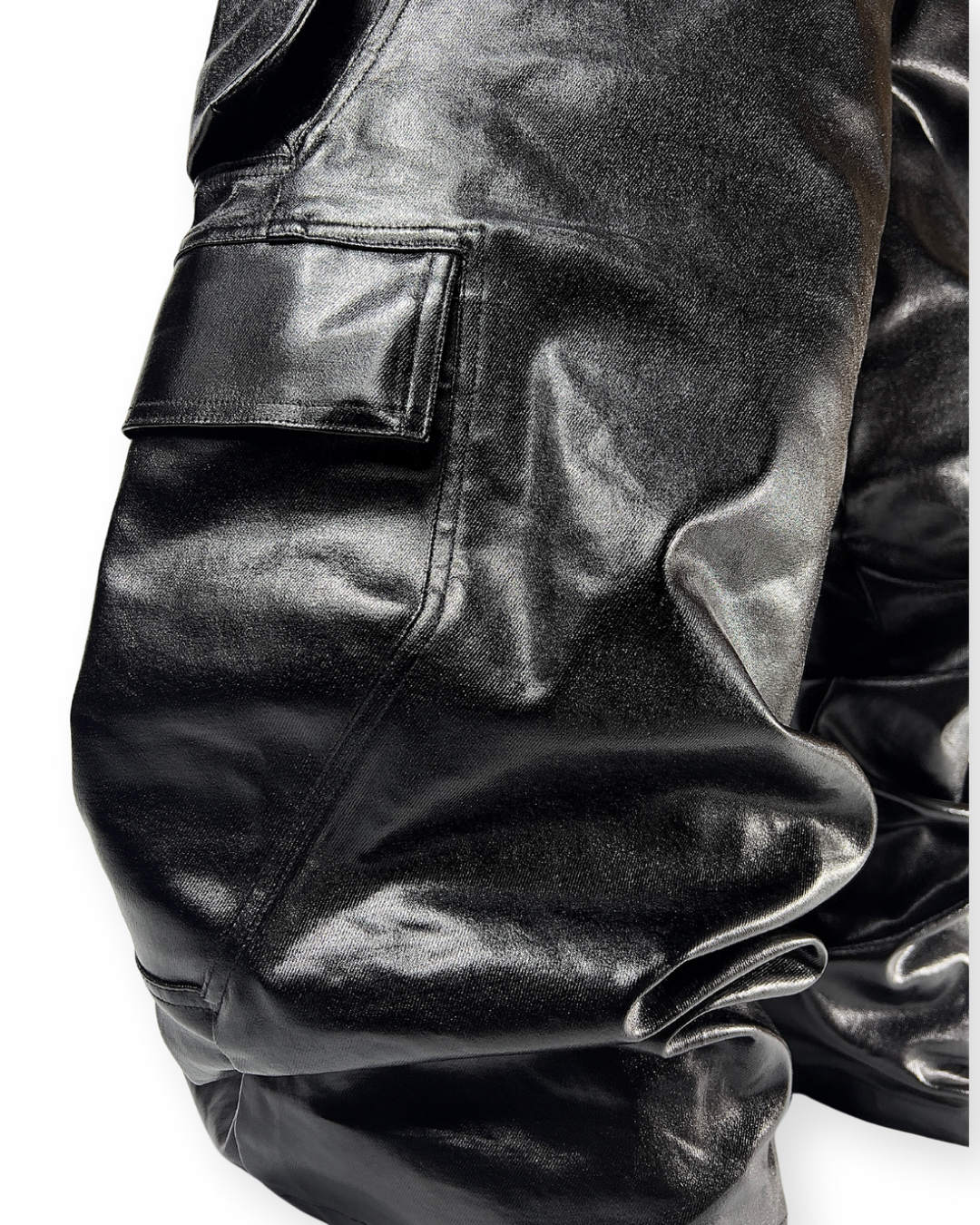 RICK OWENS SS23 DRKSHDW BOLAN WAXED CARGO DRAWSTRING PANTS