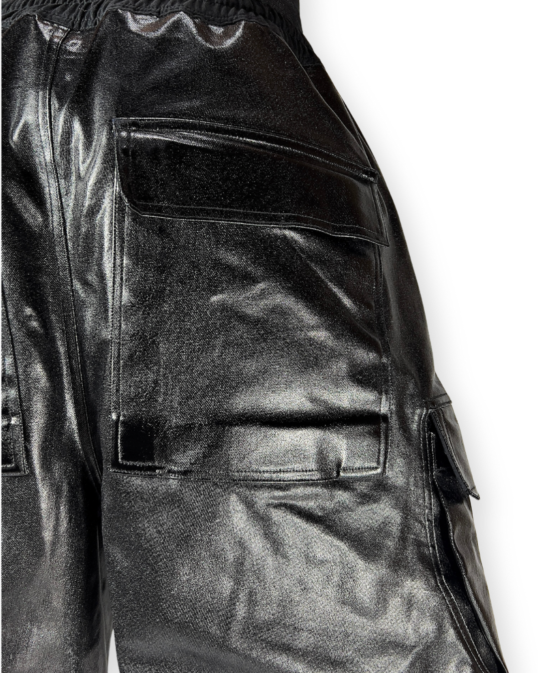 RICK OWENS SS23 DRKSHDW BOLAN WAXED CARGO DRAWSTRING PANTS