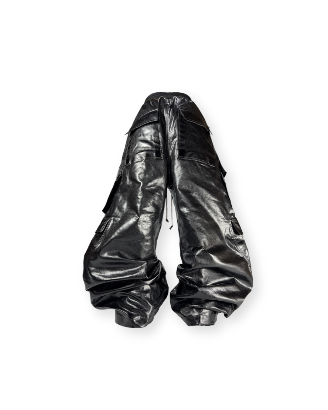 RICK OWENS SS23 DRKSHDW BOLAN WAXED CARGO DRAWSTRING PANTS