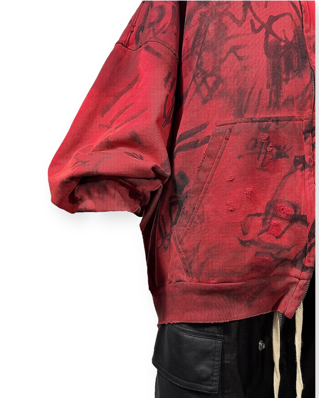 BALENCIAGA SS23 RED SKATER GRAFFITI ZIP-UP HOODIE