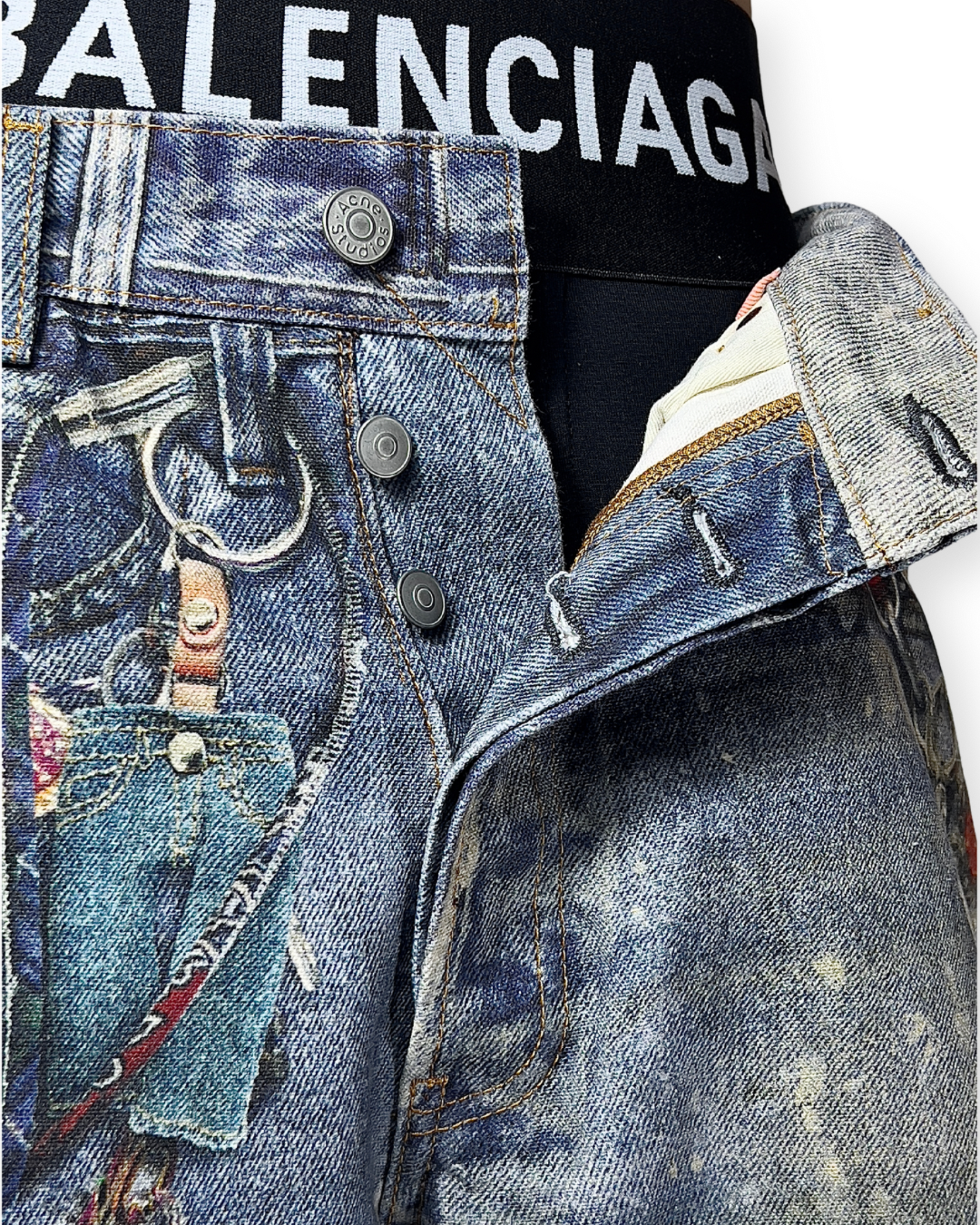 ACNE STUDIOS FW22 3D PRINTED VINTAGE JEANS