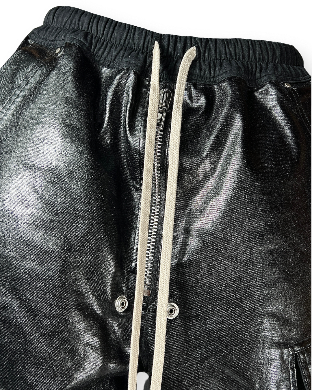RICK OWENS SS23 DRKSHDW BOLAN WAXED CARGO DRAWSTRING PANTS