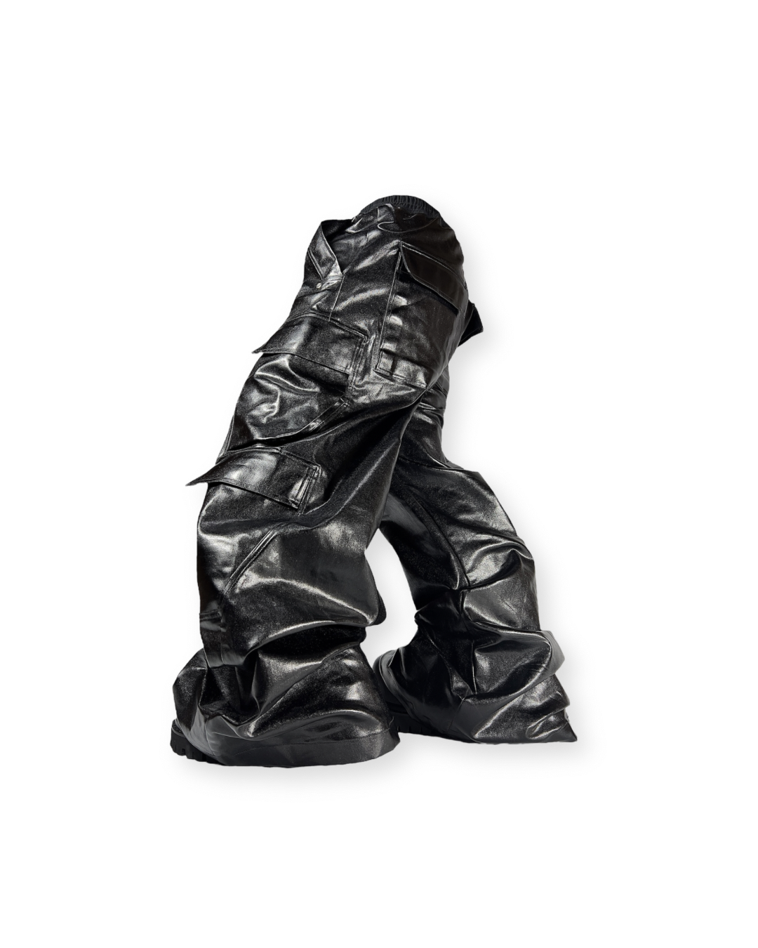 RICK OWENS SS23 DRKSHDW BOLAN WAXED CARGO DRAWSTRING PANTS