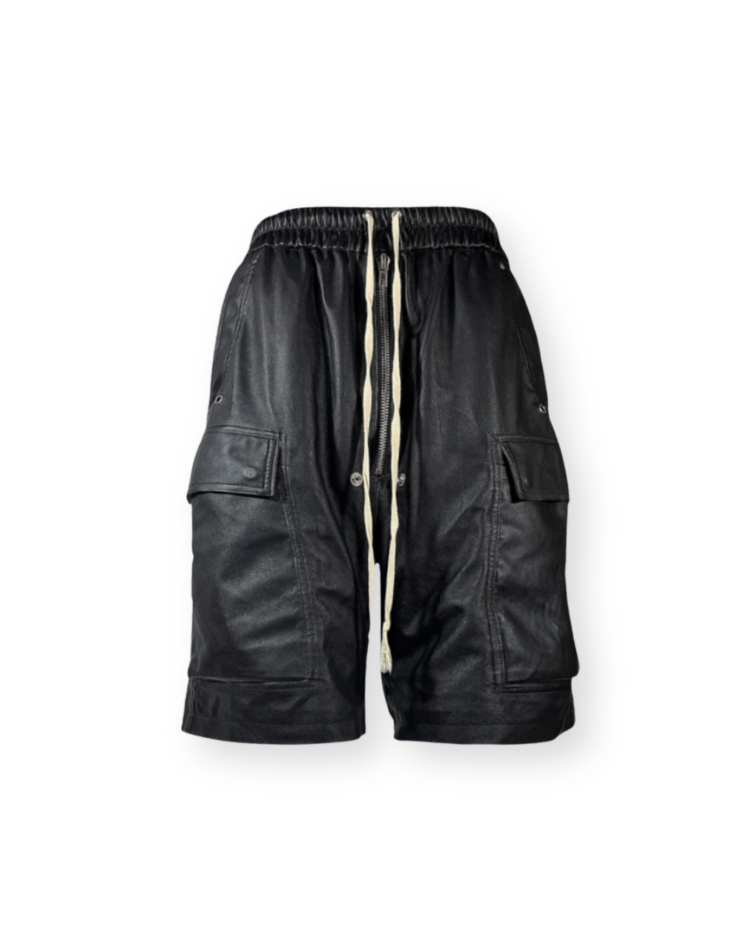 RICK OWENS SS23 EDFU LEATHER CARGO BELA SHORTS