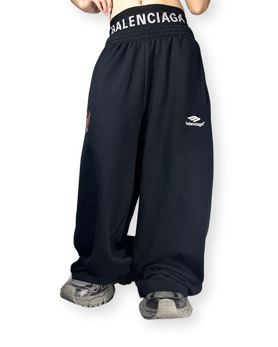 BALENCIAGA FW21 "PARIS SOCCER" EMBROIDERED SWEATPANTS