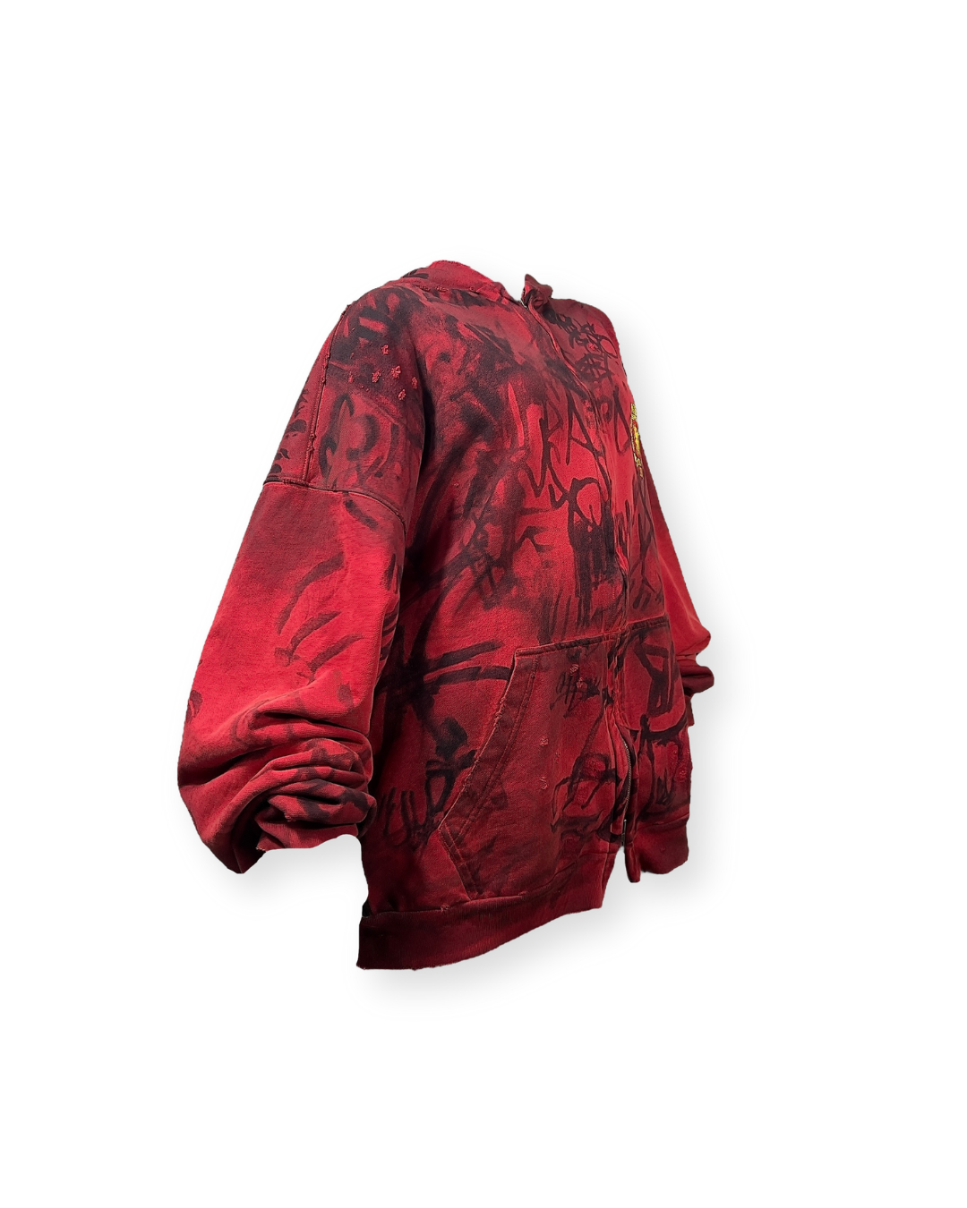 BALENCIAGA SS23 RED SKATER GRAFFITI ZIP-UP HOODIE