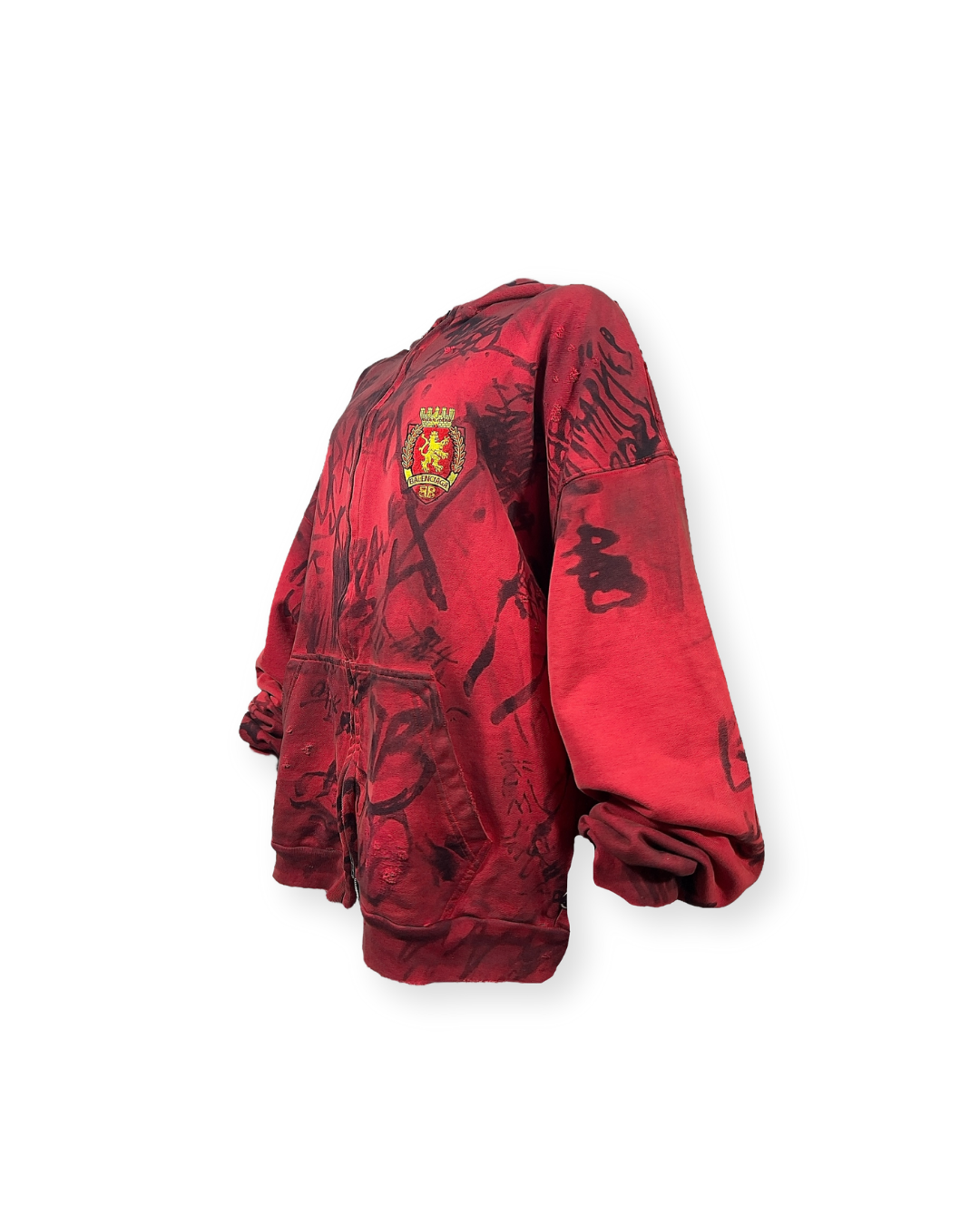 BALENCIAGA SS23 RED SKATER GRAFFITI ZIP-UP HOODIE