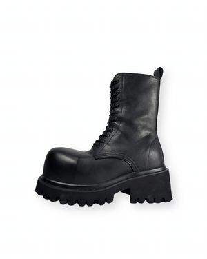 BALENCIAGA FW24 "STOMPER" LACE-UP LEATHER BOOTS