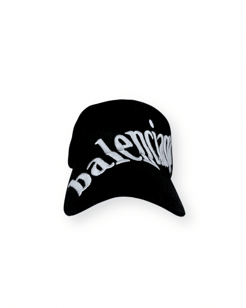 BALENCIAGA SS21 BLACK DIAGONAL LOGO CAP - VAULT