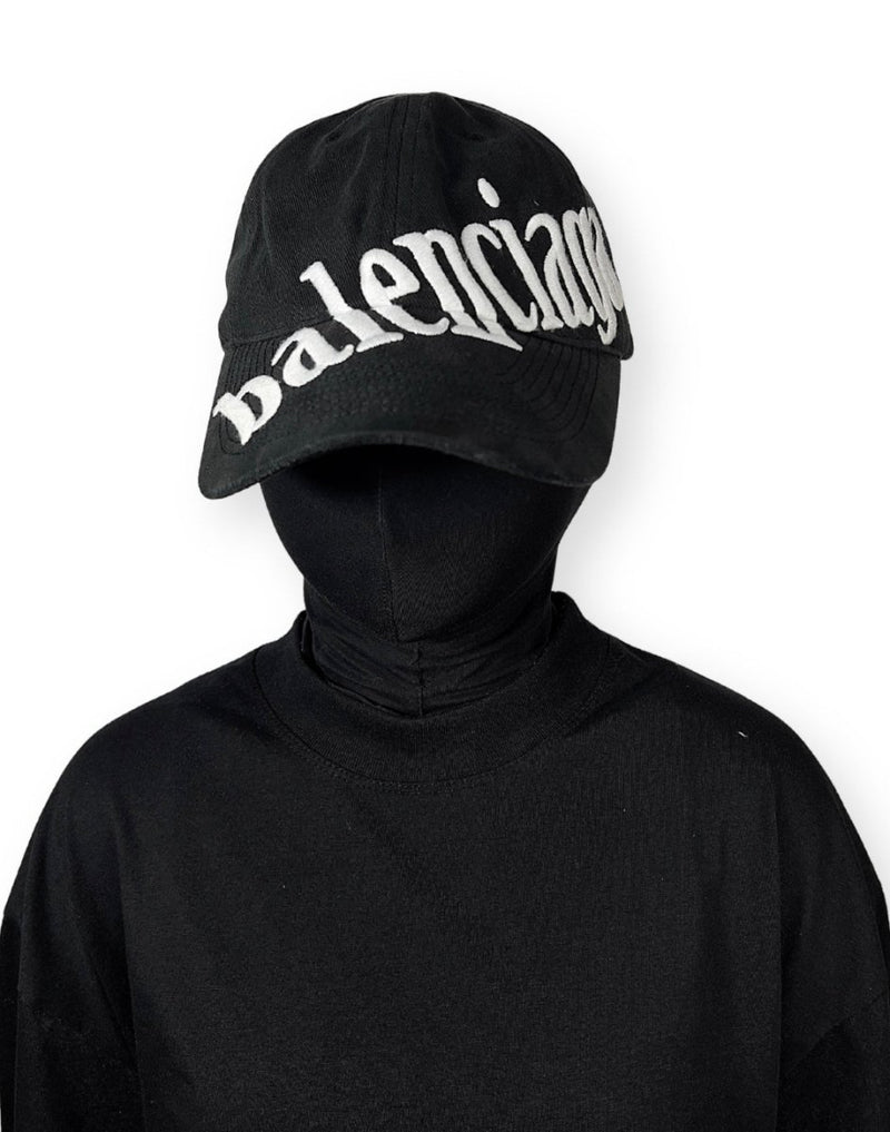 BALENCIAGA SS21 BLACK DIAGONAL LOGO CAP - VAULT