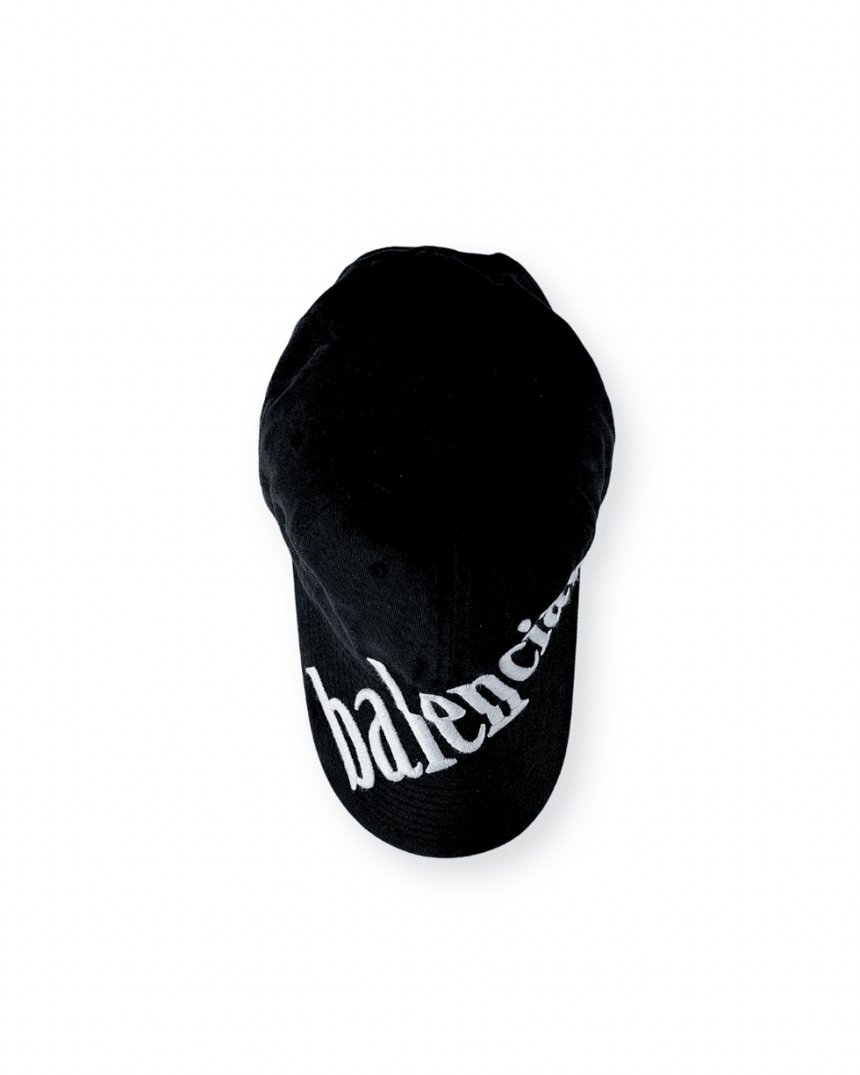 BALENCIAGA SS21 BLACK DIAGONAL LOGO CAP - VAULT