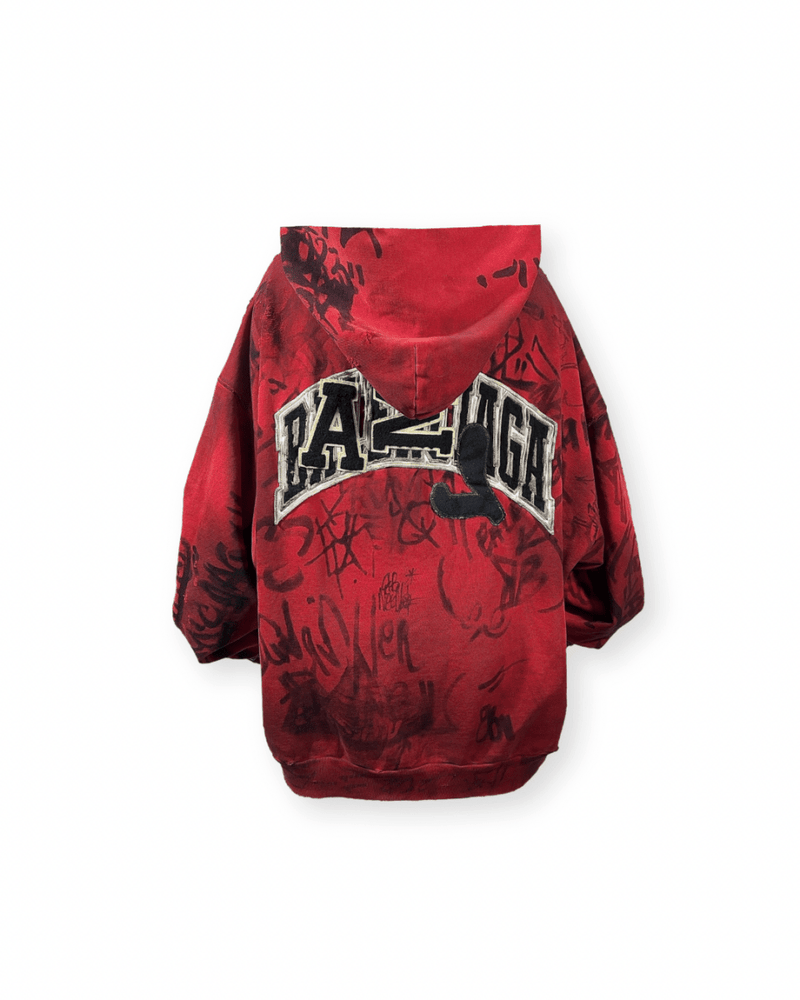 BALENCIAGA SS23 RED SKATER GRAFFITI ZIP - UP HOODIE - VAULT