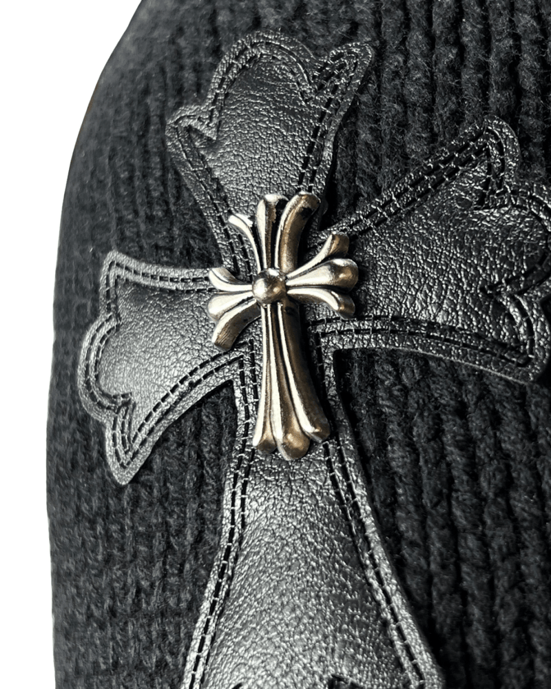CHROME HEARTS CASHMERE WITH SILVER CROSS BEANIE - VAULT