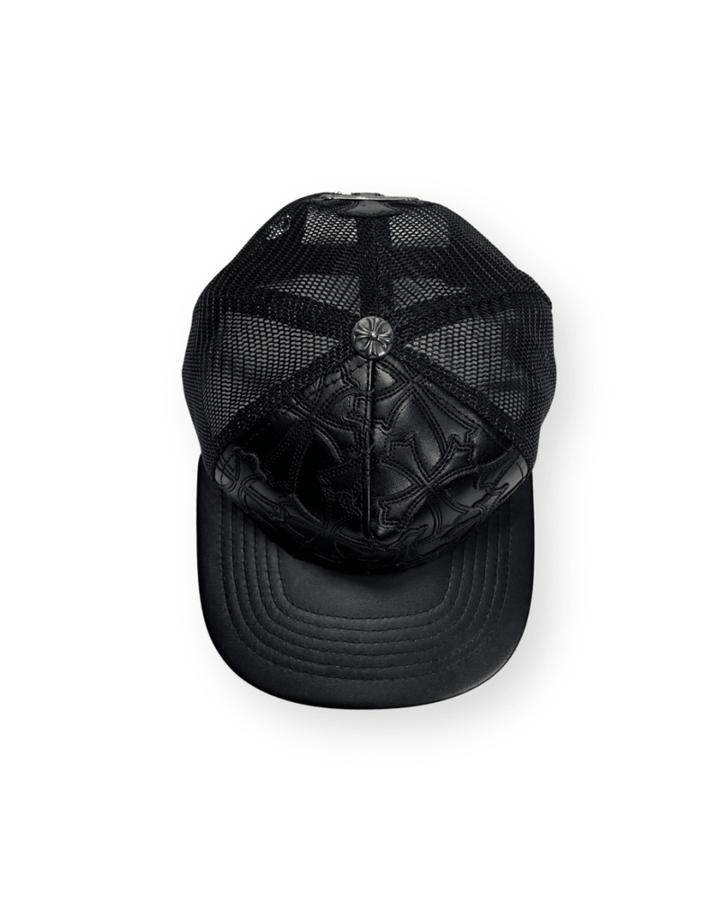 CHROME HEARTS CEMETERY CROSS PATCH LEATHER TUCKER CAP - VAULT