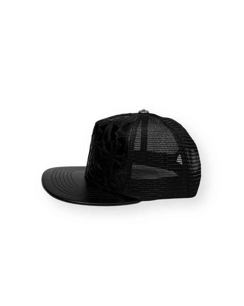 CHROME HEARTS CEMETERY CROSS PATCH LEATHER TUCKER CAP - VAULT
