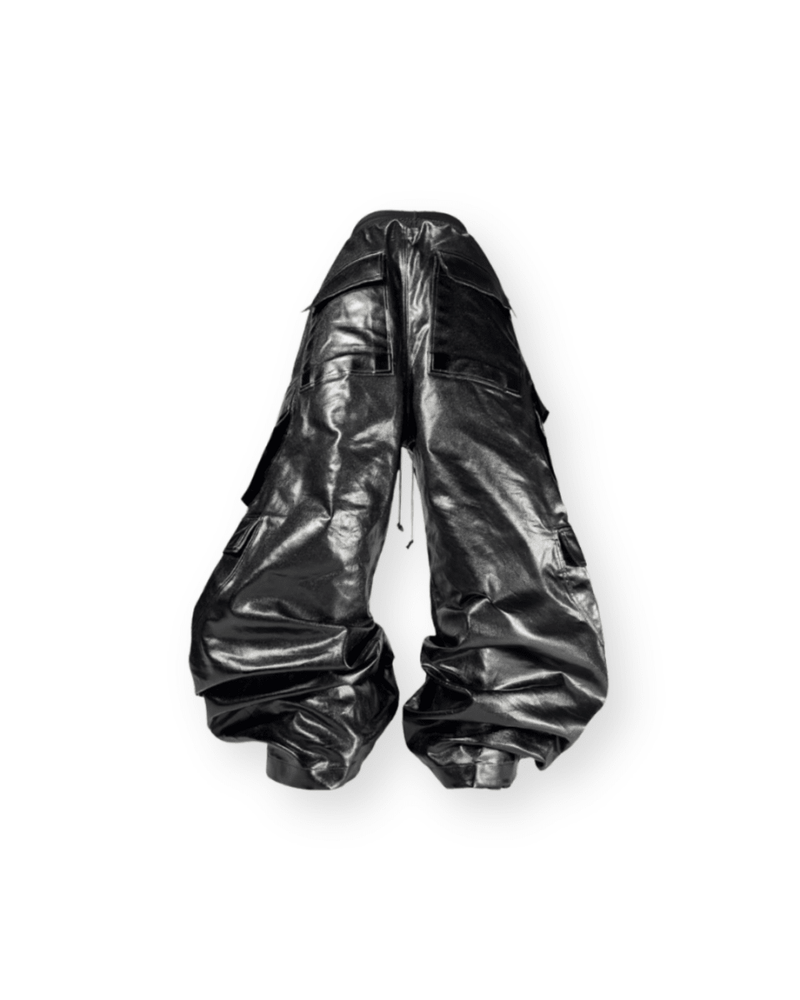 RICK OWENS SS23 DRKSHDW BOLAN WAXED CARGO DRAWSTRING PANTS - VAULT