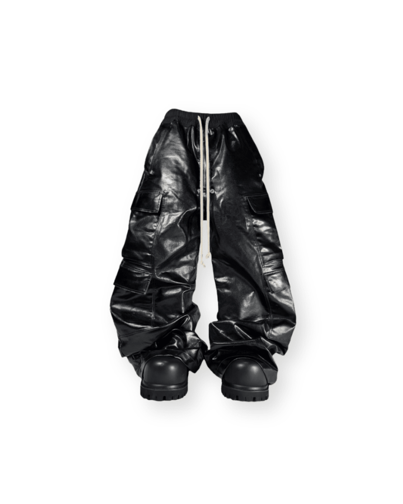RICK OWENS SS23 DRKSHDW BOLAN WAXED CARGO DRAWSTRING PANTS - VAULT
