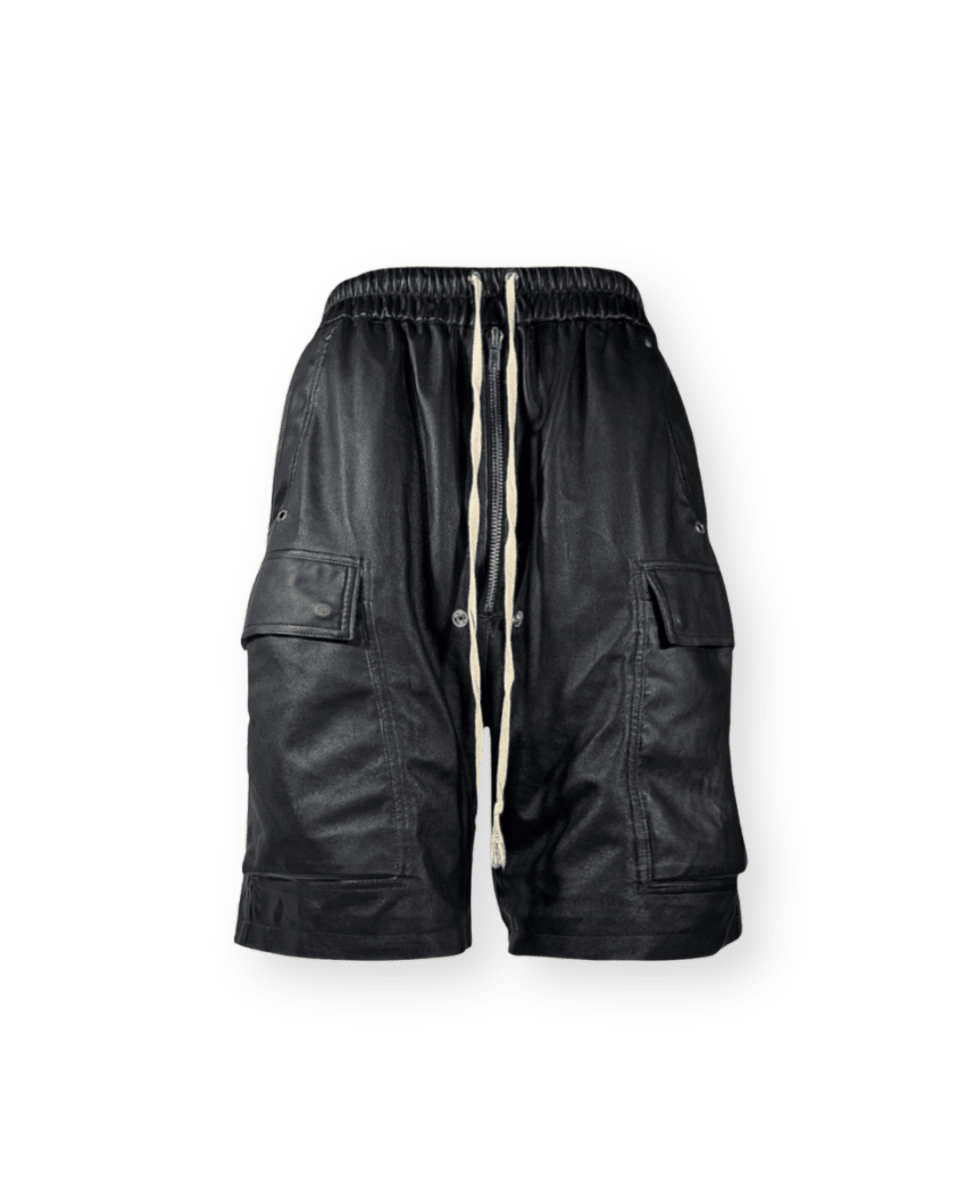 RICK OWENS SS23 EDFU LEATHER CARGO BELA SHORTS - VAULT