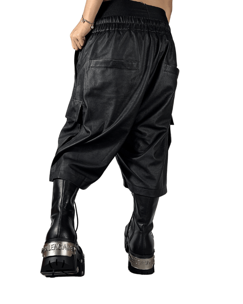 RICK OWENS SS23 EDFU LEATHER CARGO BELA SHORTS - VAULT
