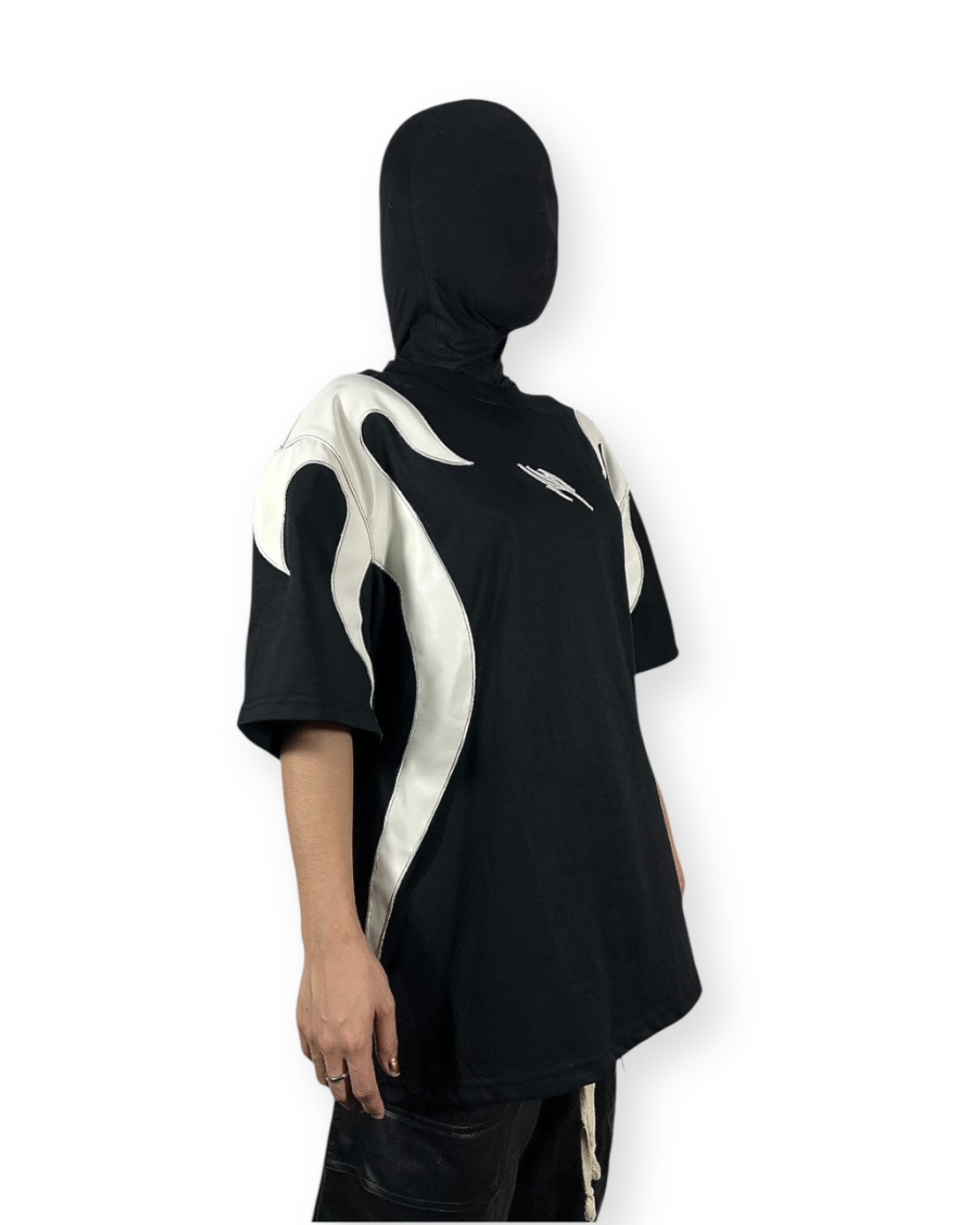 Y2K FLAME LEATHER ACCENT TEE