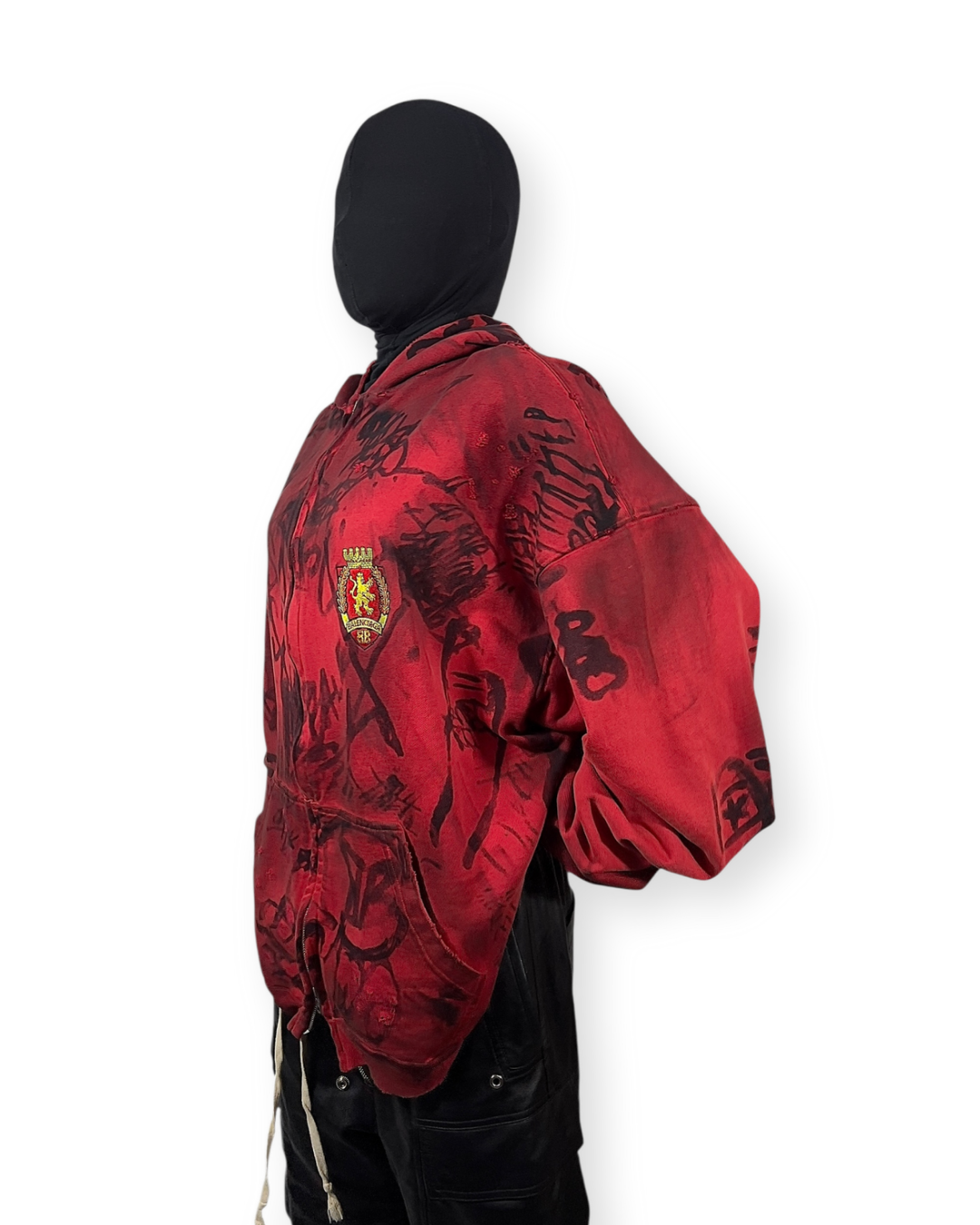 BALENCIAGA SS23 RED SKATER GRAFFITI ZIP-UP HOODIE