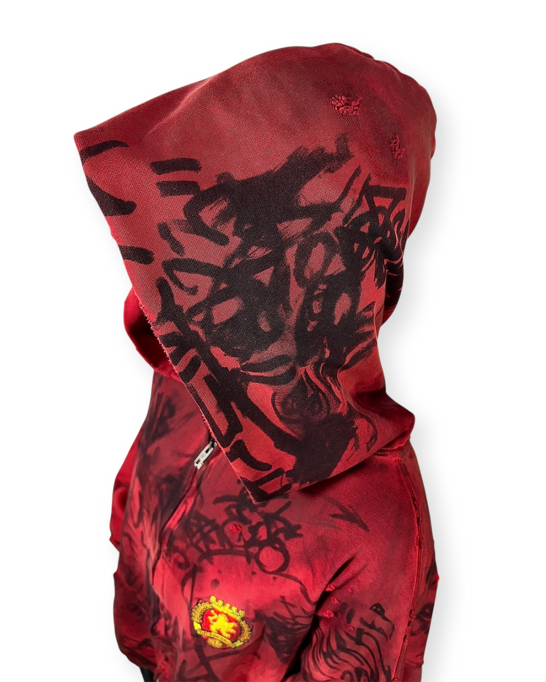 BALENCIAGA SS23 RED SKATER GRAFFITI ZIP-UP HOODIE