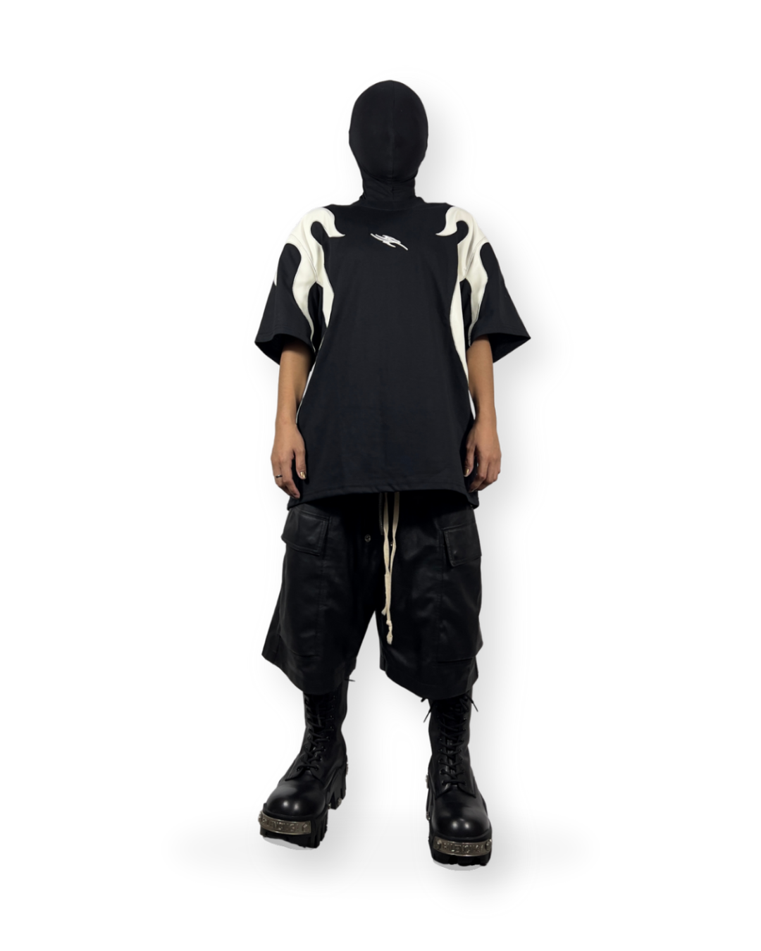 Y2K FLAME LEATHER ACCENT TEE