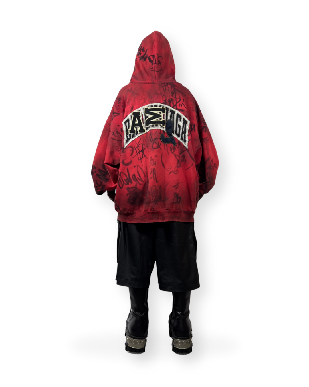 BALENCIAGA SS23 RED SKATER GRAFFITI ZIP-UP HOODIE