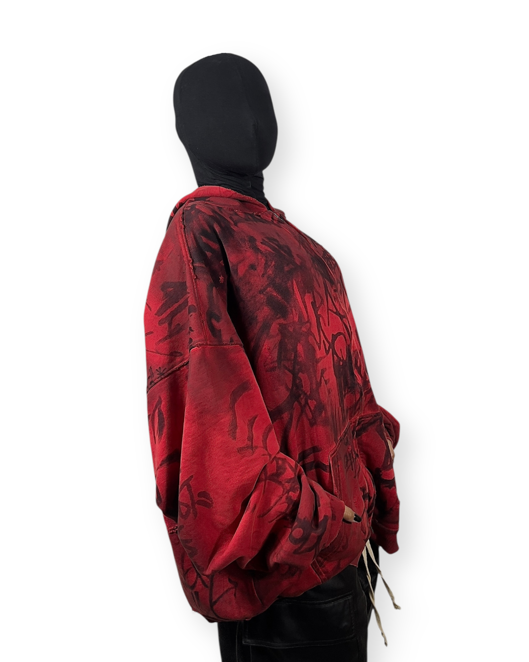 BALENCIAGA SS23 RED SKATER GRAFFITI ZIP-UP HOODIE