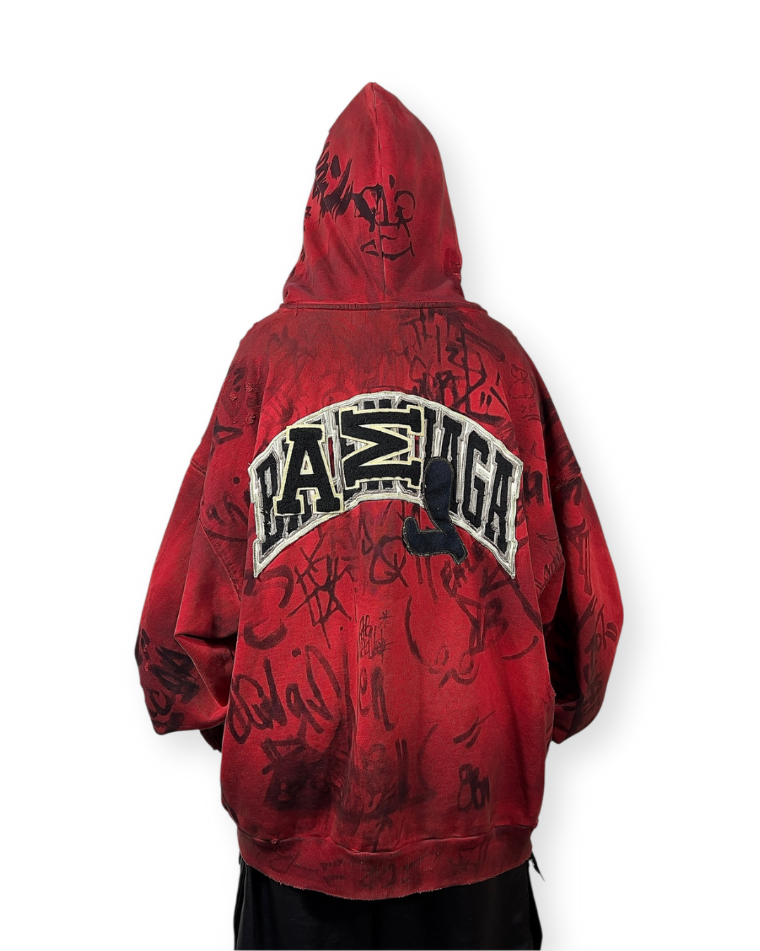 BALENCIAGA SS23 RED SKATER GRAFFITI ZIP-UP HOODIE