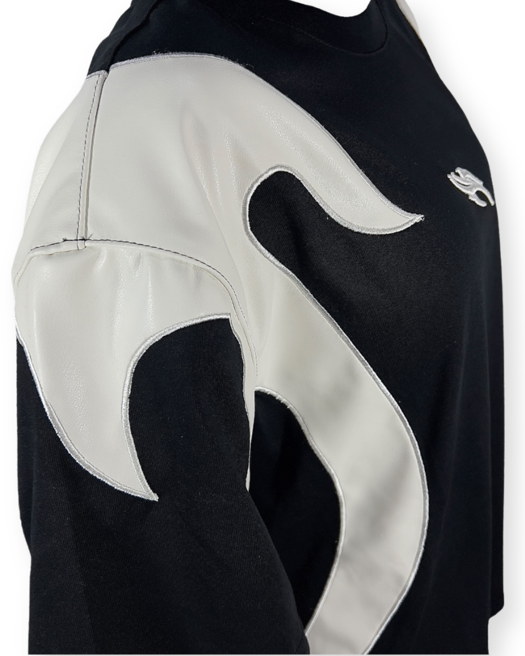 Y2K FLAME LEATHER ACCENT TEE