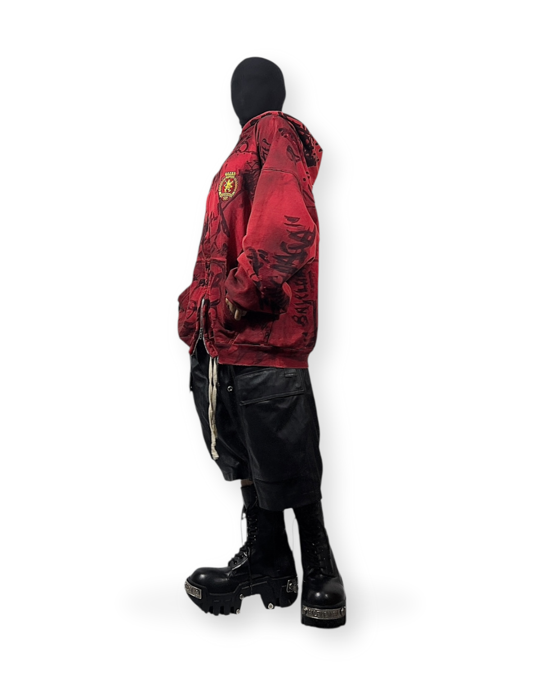 BALENCIAGA SS23 RED SKATER GRAFFITI ZIP-UP HOODIE