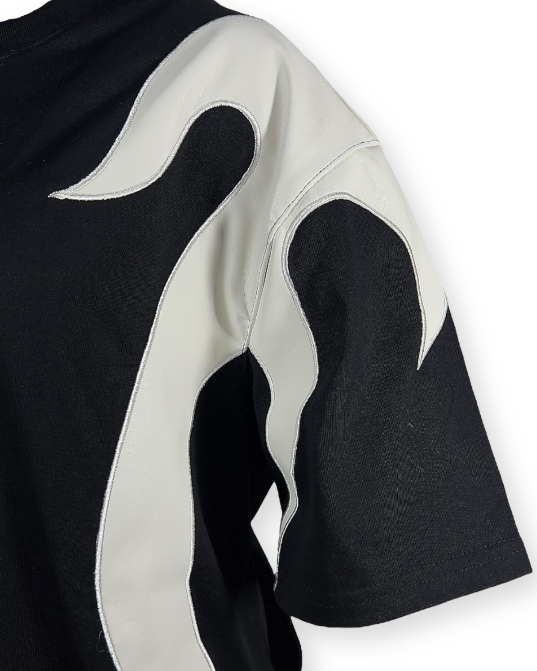 Y2K FLAME LEATHER ACCENT TEE