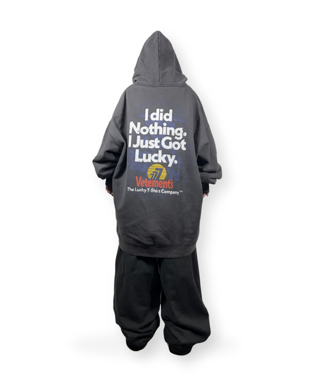 VETEMENTS FW23 “I DID NOTHING JUST GOT LUCKY” OVERSIZED HOODIE