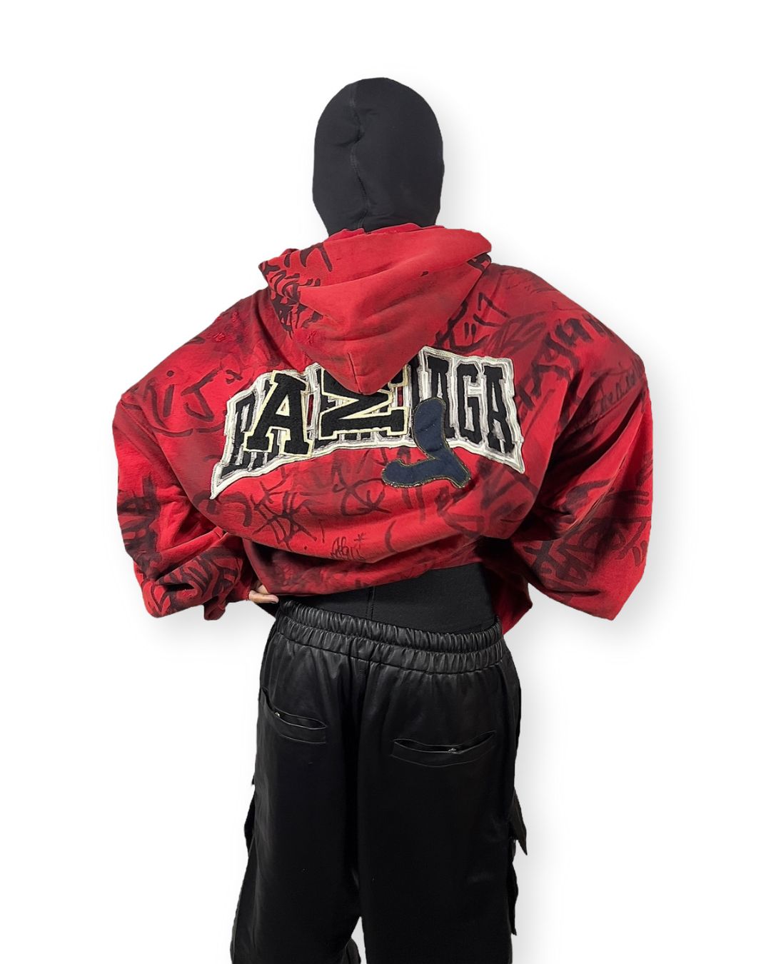 BALENCIAGA SS23 RED SKATER GRAFFITI ZIP-UP HOODIE