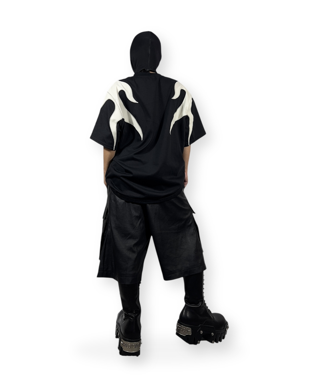 Y2K FLAME LEATHER ACCENT TEE