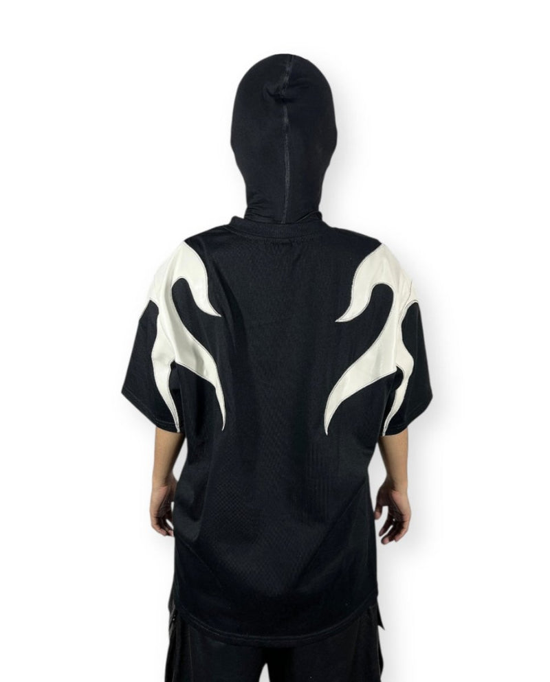 Y2K FLAME LEATHER ACCENT TEE - VAULT